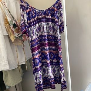 forever 21 patterned cold shoulder dress